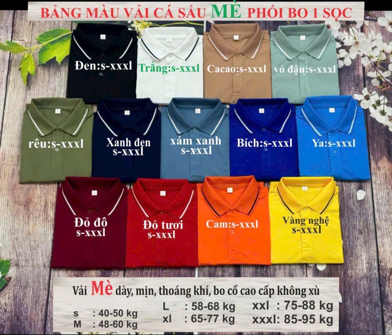 BST Polo cá sấu mè basic